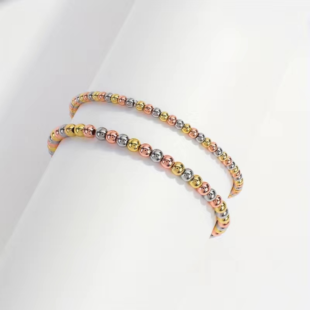 2 Pcs Set Stainless steel Round Beads Bracelet